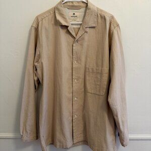 Snow Peak Organic Cotton Suede Ecru Button Up, Size L